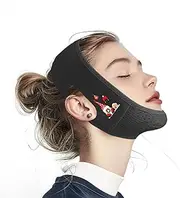 Chin Strap for Sleeping, V Line Lifting Mask, Reusable Face Strap, Jaw Exerciser (Black-Santa-G)
