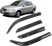 Side Window Wind Deflectors Visors Black Rain Guard Door Visor Vent Shades Dark Smoke Ventvisor Compatible with Mazda 323 Protege 1990-2003(Compatible with 95-98 Sedan)