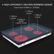 IsEasy 30"Electric Ceramic Cooktop Built-in 4 Burners Knob control Safety Smooth