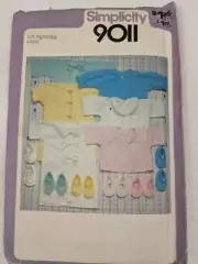 Vtg 1979 Simplicity 9011 Baby Booties & Kimono Tie Tops Pattern Newborn