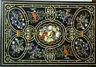 Restaurant Table Top Inlaid with Antique Design Rectangle Marble Dining Table