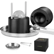 Ice Ball Press, 6cm Ice Ball Maker, Aircraft Al Alloy Ice Ball Press Kit for 60mm Ice Sphere, Ice Press with Tong and Drip Tray, for Whiskey, Cocktail, Bourbon, Scot on Party & Holiday,