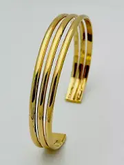 DaneCraft 24KT Gold Over 925 Sterling Silver 15 Gram 3 Row Bangle Bracelet 7”
