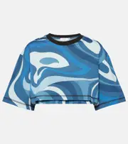 [Pucci] Pucci Marmo cotton jersey crop top AU 16 blue
