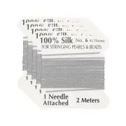 Silk Cord Thread, 5 Pcs Pure Silk Beading Thread Cord Size 0.8 mm, Light Purple
