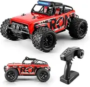 RC Car, Remote Control 4WD Monster Truck Electric Off Road Vehicle Rock Crawler Hobby Grade Toy Racing Car 1:18 Scale 40km/h with 2 Rechargeable Batteries for Boys Kids Girls Teens - Red