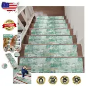 Machine Washable 8"x30" Floral Non-Slip Stair Runners - 15PCS Indoor Style