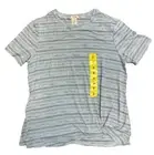 Matty M Ladies' Round Neck S/S Knot Stripe Shirt Sky (Light Blue Blk Stripes)