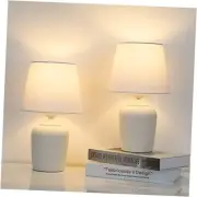 Small Table Lamps Set of 2, Bedside Nightstand Lamps for Bedroom White & White