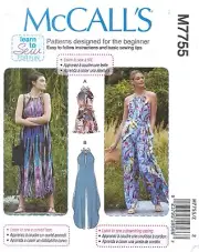 McCall's M7755 LEARN TO SEW Romper, Jumpsuit & Belt Sz 4-14 UNCUT Pattern EASY
