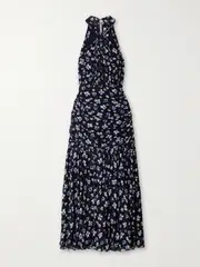 [Veronica Beard] Veronica Beard - Brock Ruched Floral-print Silk Crepe De Chine Midi Dress - Navy - US2 US 2 Blue