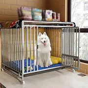 Bold Square Tube Dog Cage, Basic Dog Crates, Dog Kennels Indoor, Square Tube on Three Sides, with Tray and Thickened Foot Pads