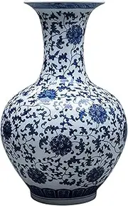 Blue and White Porcelain Vases Vase Ceramic Vase Porcelain Flower Vase Chinese Retro Hand-Painted Rough Pottery Vases Home -A:High 56 cm