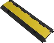 1Pack of 1 Meter 3 Channel Rubber Cable Cord Protector Ramp, Wire Cord Ramp Driveway Traffic Speed Bumps Cable Protector, for Asphalt Concrete Gravel Indoor Outdoor, Yellow