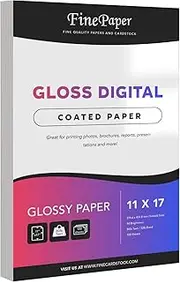 Gloss Digital Paper C2S – Perfect for Color Laser Printing, Design Proposals, Flyers, Brochures | 11 x 17 | Glossy 80lb Text Paper (32lb Bond) | 94 Bright | Acid Free, Coated Finish | 100 Sheets
