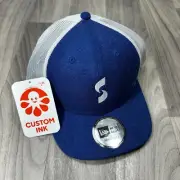 S Logo Trucker Hat Mens OSFM Adjustable Blue White New Era Mesh Snapback Cap