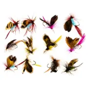 12Pcs Dry Wet Nymphs Streamers for Grayling Fishing for Sharpened Hook
