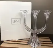 Vtg MIKASA HARLOW Lead Crystal 3 Light CANDELABRA Candle Stick Holder NEW