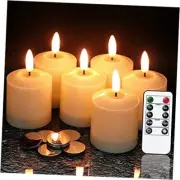 Flameless Waterproof Pillar Candles Flickering with Remote & Timer, Set of 6