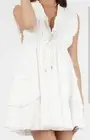 Lucca Couture White Amy Shirred Mini Dress Size L