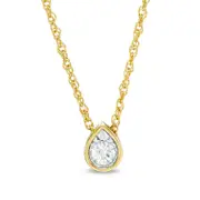 0.17 CT. Natural Clarity Enhanced Solitaire Teardrop Pendant in 10K Yellow Gold