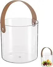 Clear Fruit Bucket | Ice Bucket Storage Tub with Leather Handle,Cute Flower Vase for Centrepieces Decorative Mother,
