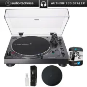 Audio-Technica Direct-Drive Turntable Analog & USB (Black) + 2Yr Warranty Bundle