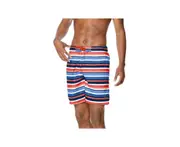 SPEEDO Mens Swimwear Blue Striped Stretch Shorts M