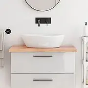 Bathroom Countertop Light Brown 80x50x4 cm Treated Solid Wood Vanity Sink Top