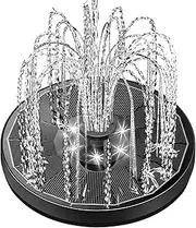 Outdoor Water Feature Solar Fountain Pump for Bird Bath with Lights,3.5W Solar Water Fountain with 2200 MAh Battery. Pond Water Features(Black Panel White)