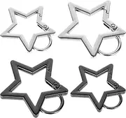 [Dimeho] 4 Pcs Star Carabiner, Zinc Alloy Keychain Hook Clips Star Shaped Carabiner Clip Keyring Hook Mini Spring Snap Hook Outdoor Accessories for Camping Traveling Hiking