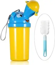 [500ML] Portable Baby Child Kids Travel Potty with Clean Brush,Hygienic Leak Proof Urinal Emergency Toilet for Camping,Car Travel,Outside,Park and Kid Toddler Potty Pee Training,Cute Duck Design,boy
