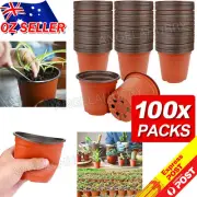 100x Plastic Plant Flower Garden Pots Nursery Seedlings Pot Growing Contain NEW