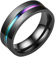 [YiyiLai] 1 Pack 8mm Men Stainless Steel Polished Wedding Promise Band Rings