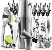 Cocktail Shaker Set, Stainless Steel Mixology Bartender Kit, 28PC Cockta