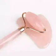 Rose Quartz Roller and Gua Sha Set with Silicone Face Mask Brush three in one