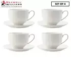 Set of 4 Maxwell & Williams White Basics Diamonds Tea Cup & Saucer Set