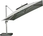 HFEHSKJ 9.8 FT 8 Rib Umbrella Canopy Replacement, 2 Tier Square Patio Umbrella Replacement Top Cover, Hanging Offset Cantilever Replacement Cover for Backyard Garden Beach Yard Table