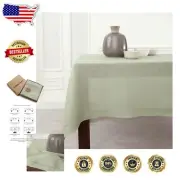 Handcrafted Sage Green 132"L x 60"W Linen Tablecloth for Weddings & Celebrations