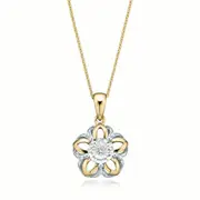 Zamel's 9ct Two Tone Gold & Diamond Set Women's Pendant Jewellery