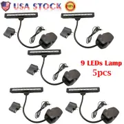 5pcs 9 LEDs Flexible Lamp Light Clip-On Orchestra Music Stand With Adapter Black
