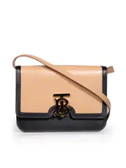 Beige Leather TB Envelope Crossbody Bag