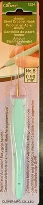 Clover 1224 Lt. Green Amour Steel Crochet Hook No. 8, 0.90 mm