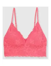 [Aerie] Show Off Eyelash Lace Padded Push Up Triangle Bralette in Orange