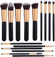 14 Pcs Makeup Brushes Set Kabuki Foundation Contour Blending Blush Concealer Face Eye Shadow Brush Synthetic Complete Cosmetic Brush Kit for Powder Liquid Cream