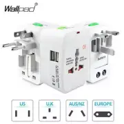 Wordwide Universal Travel Adapter 2 USB Port EU UK US AU AC Power Charger Adapte