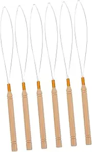 NIYANGLE 6Pcs Pulling Hook Tool for Hair Extensions Loop Needle for Micro Rings Beads Lightweight Handle for Hair Installation Suitable for Natural Synthetic