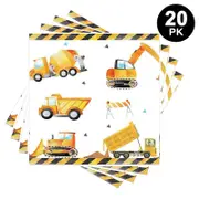 Construction Trucks Theme Luncheon Napkins 20PK - Kids Birthday Party Tableware