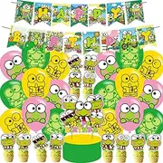 Keroppi Party Decorations Set,Keroppi Birthday Party Supplies for Frog of KeroppiIncludes Birthday Banner,Cake & Cupcake Toppers,Balloons for Kids