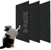 2ME Cat Non-Woven Fabrics Scratcher Mat 3 Pack (Black), Rough-Textured Fiber Surface, Self-Adhesive Backing Easy Use on Floors, Walls, Sofas, and Cars, and as a Replacement for cat Scratching Post